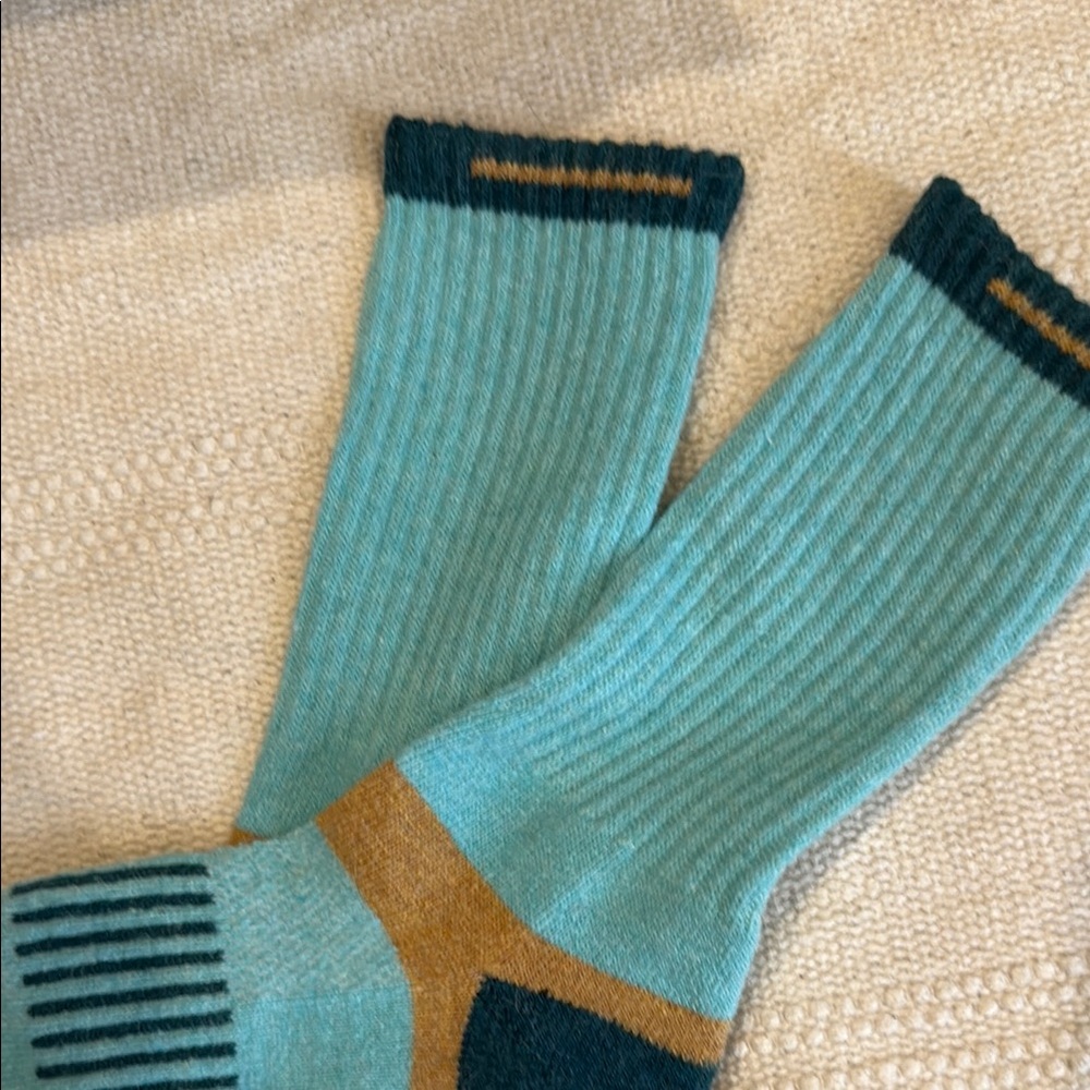 REI Blue and Brown Casual Socks with Ribbed Texture
